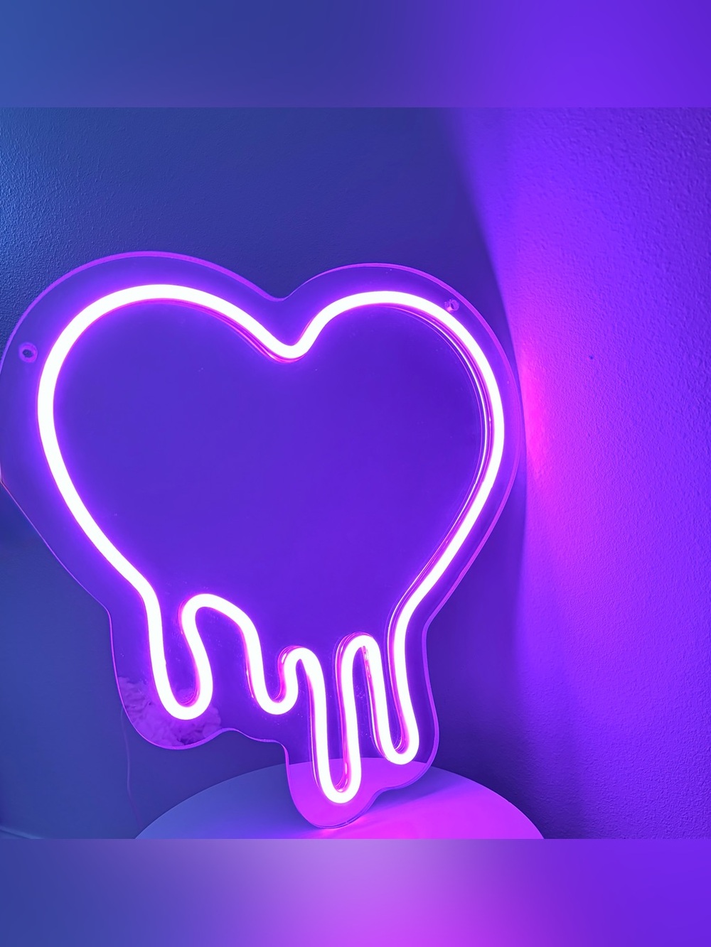Pink Drip Heart Mirror Neon LED Wall Decor Vanity Room Aesthetic